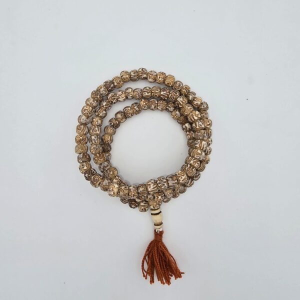 MALA TIBÉTAIN OS DE YAK GRAVÉ MANTRA OH’M MANI PADME AU'M 8mm