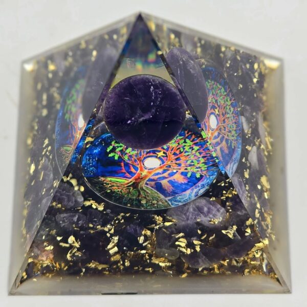 Pyramide Orgonite Arbre de Vie en Améthyste – Image 3
