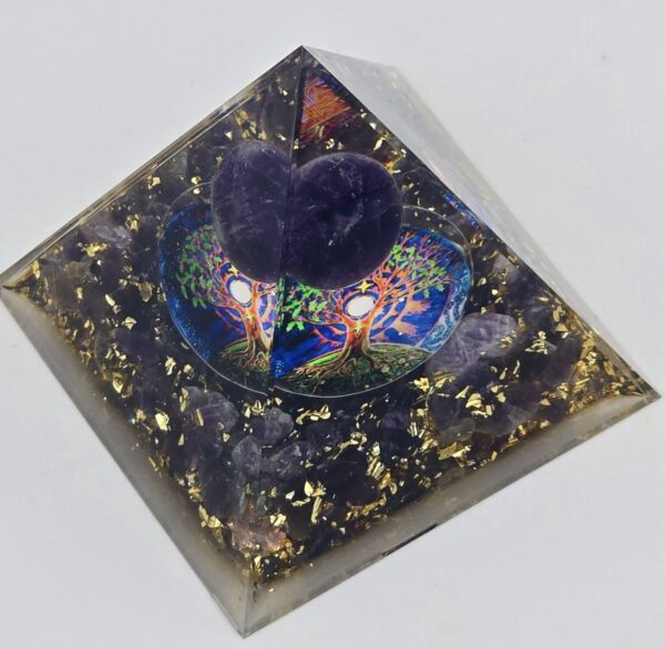 Pyramide Orgonite Arbre de Vie en Améthyste – Image 2