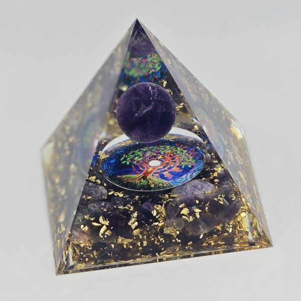 Pyramide Orgonite Arbre de Vie en Améthyste