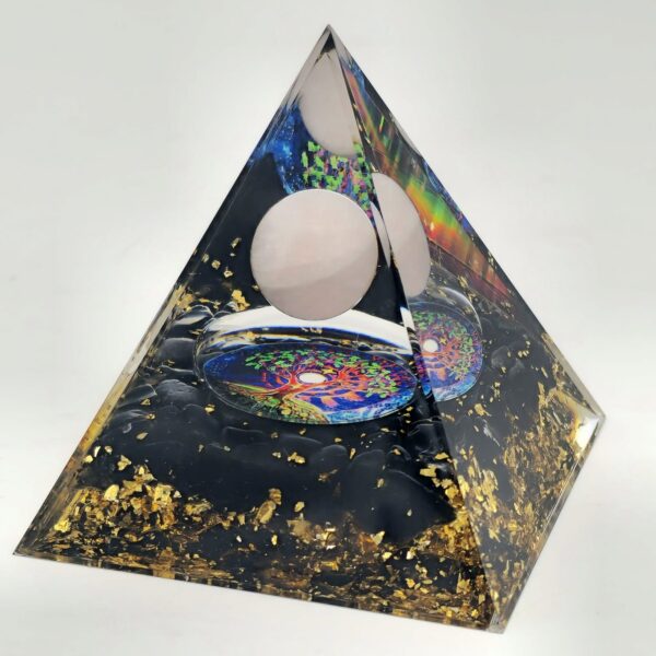 Pyramide Orgonite Arbre de Vie en Quartz Rose