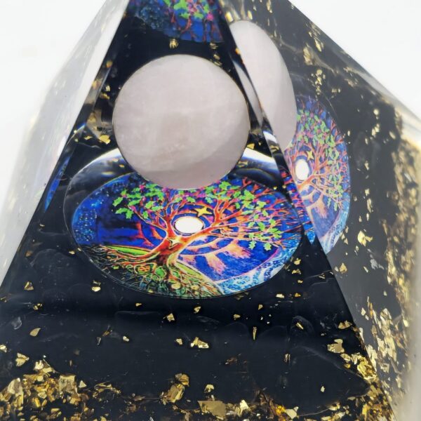 Pyramide Orgonite Arbre de Vie en Quartz Rose – Image 2