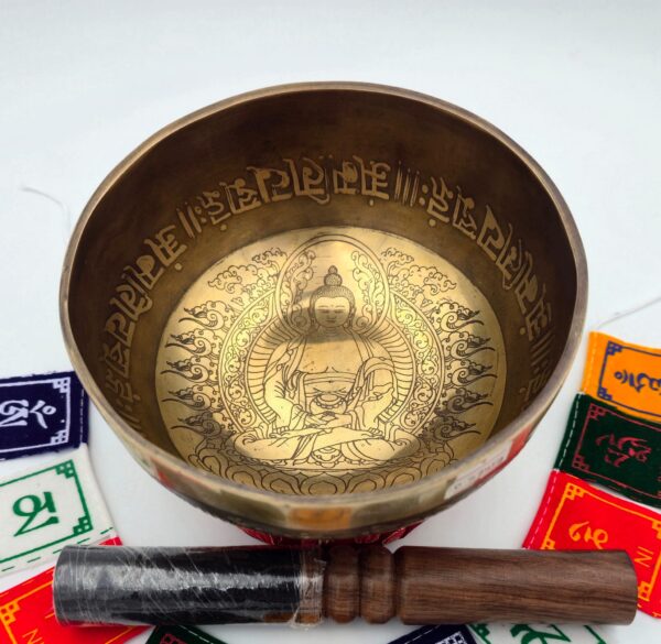 Bol tibétain gravé Bouddha Ré 574 g