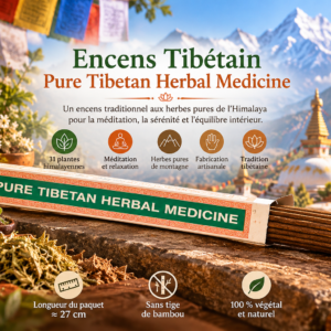 Encens tibétain Pure Tibetan Herbal Medicine, ambiance de plantes de montagne de l'Himalaya